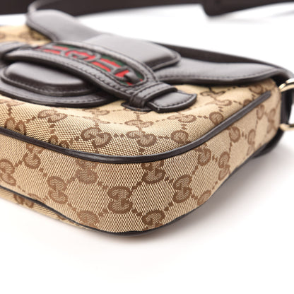 Gucci Monogram Pebbled Calfskin Web Small Dressage Shoulder Bag Dark Brown 7 of 10