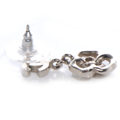 Chanel Crystal CC Camellia Drop Earrings Silver 4 of 4