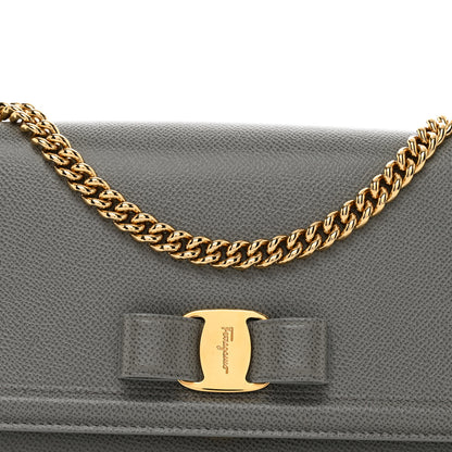 Salvatore Ferragamo Printed Calfskin Ginny Shoulder Bag Grey 5 of 9