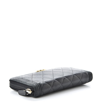 Chanel Lambskin Quilted Boy Zip Around Wallet Black 4 of 13