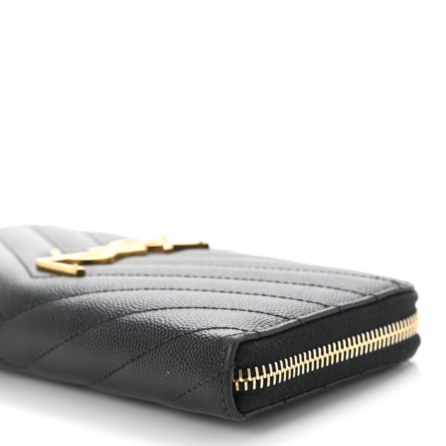 Grain De Poudre Matelasse Chevron Monogram Zip Around Wallet Black