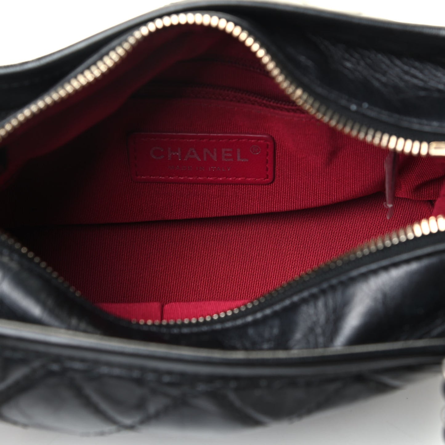 Aged Calfskin Quilted Small Gabrielle Hobo Black