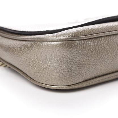 Gucci Metallic Pebbled Calfskin Medium Soho Flap Crossbody Golden Beige 9 of 11