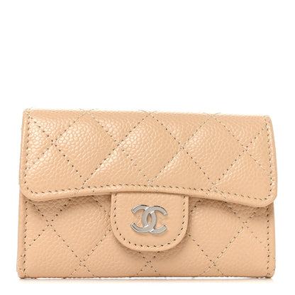 Chanel Caviar Quilted Flap Card Holder Wallet Beige 1 of 9