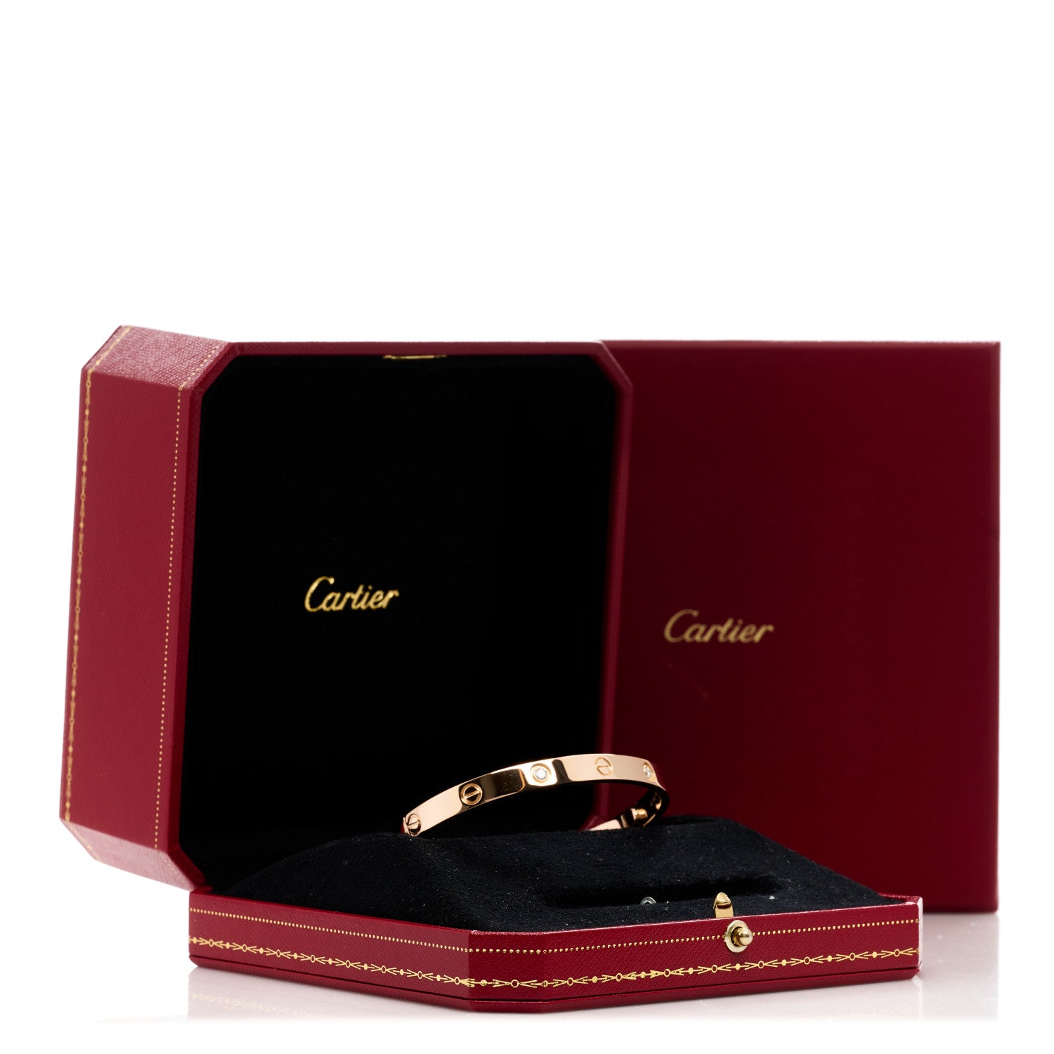 Cartier 18K Pink Gold 4 Diamond LOVE Bracelet 18 13 of 13