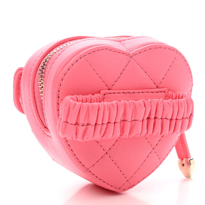 Chanel Lambskin Quilted CC In Love Heart Zipped Arm Coin Purse Pink 3 of 8