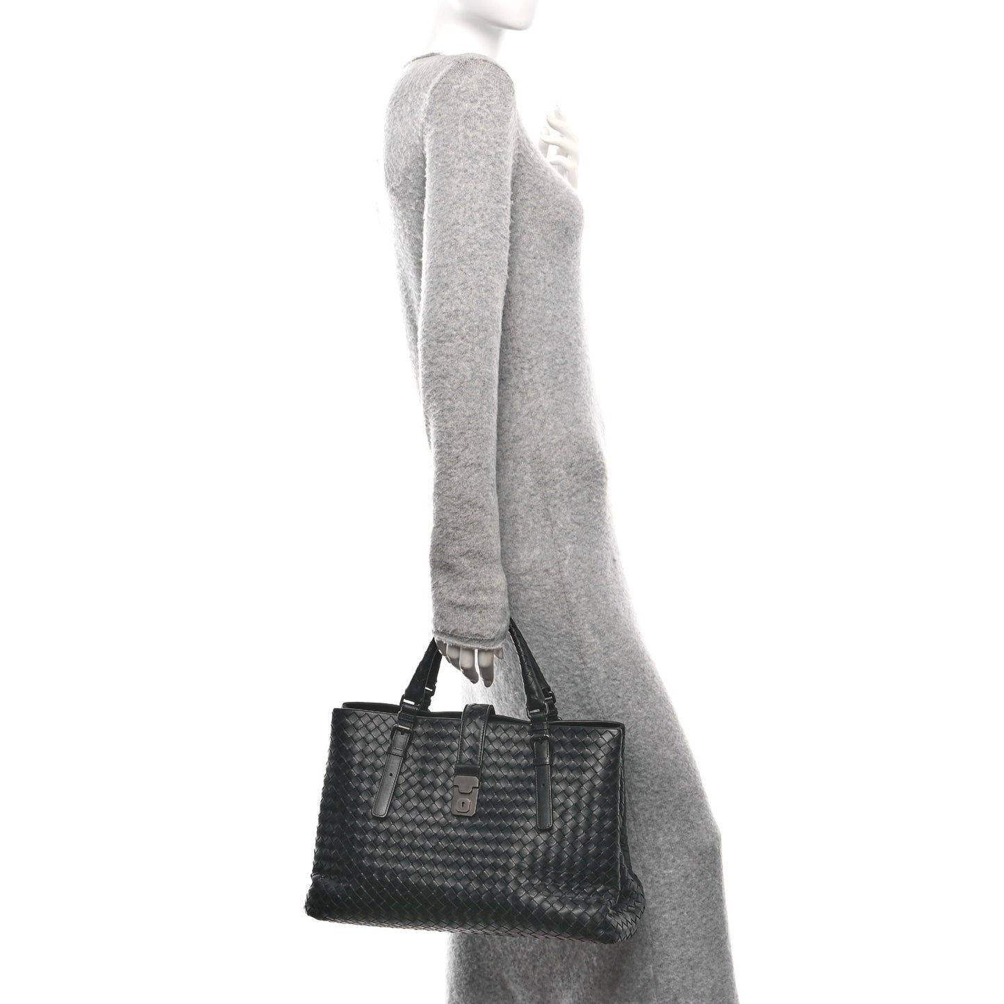 Nappa Intrecciato Medium Roma Tote Black