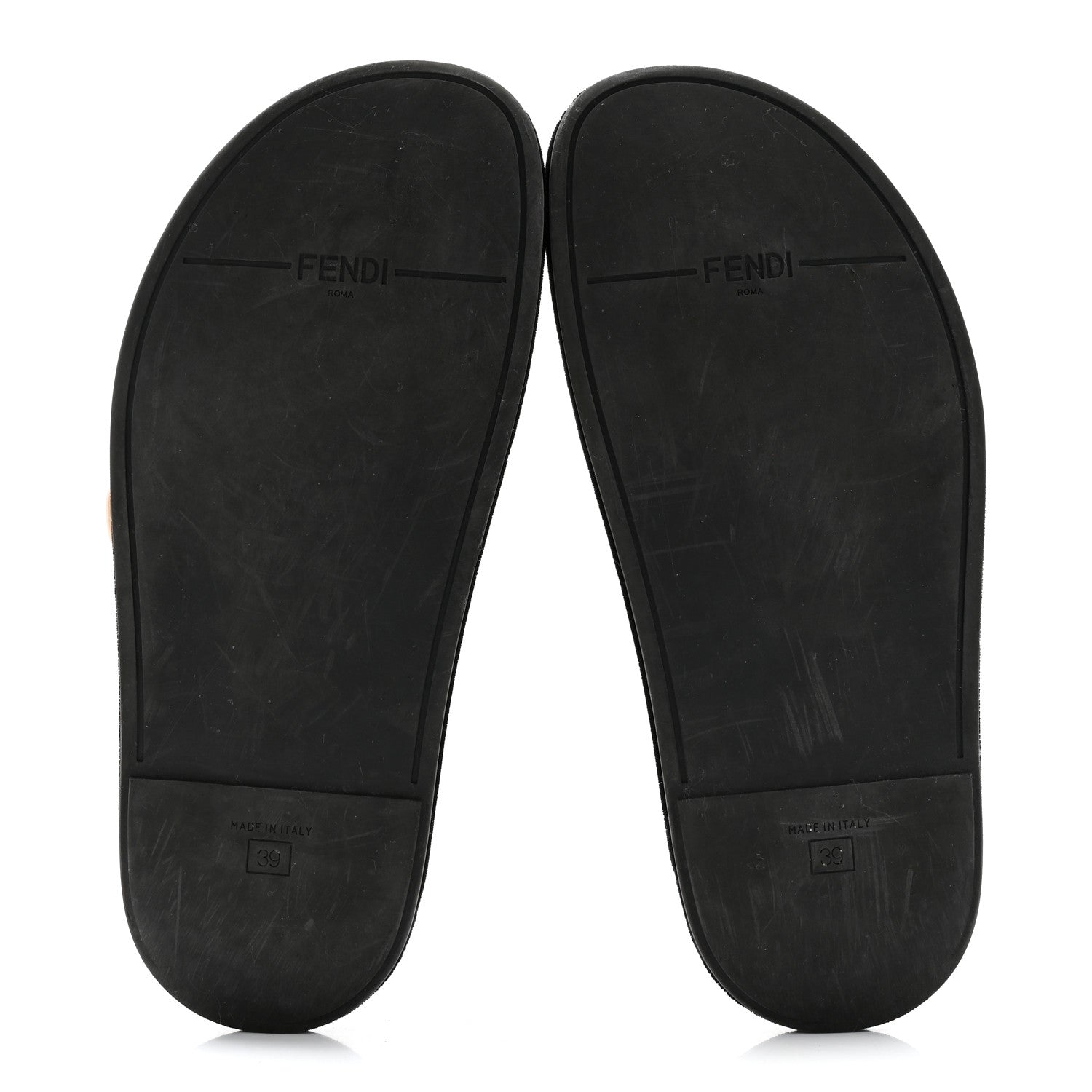 Fendi Calfskin FF Embossed Slide Sandals 39 Camelia Moresco 5 of 29