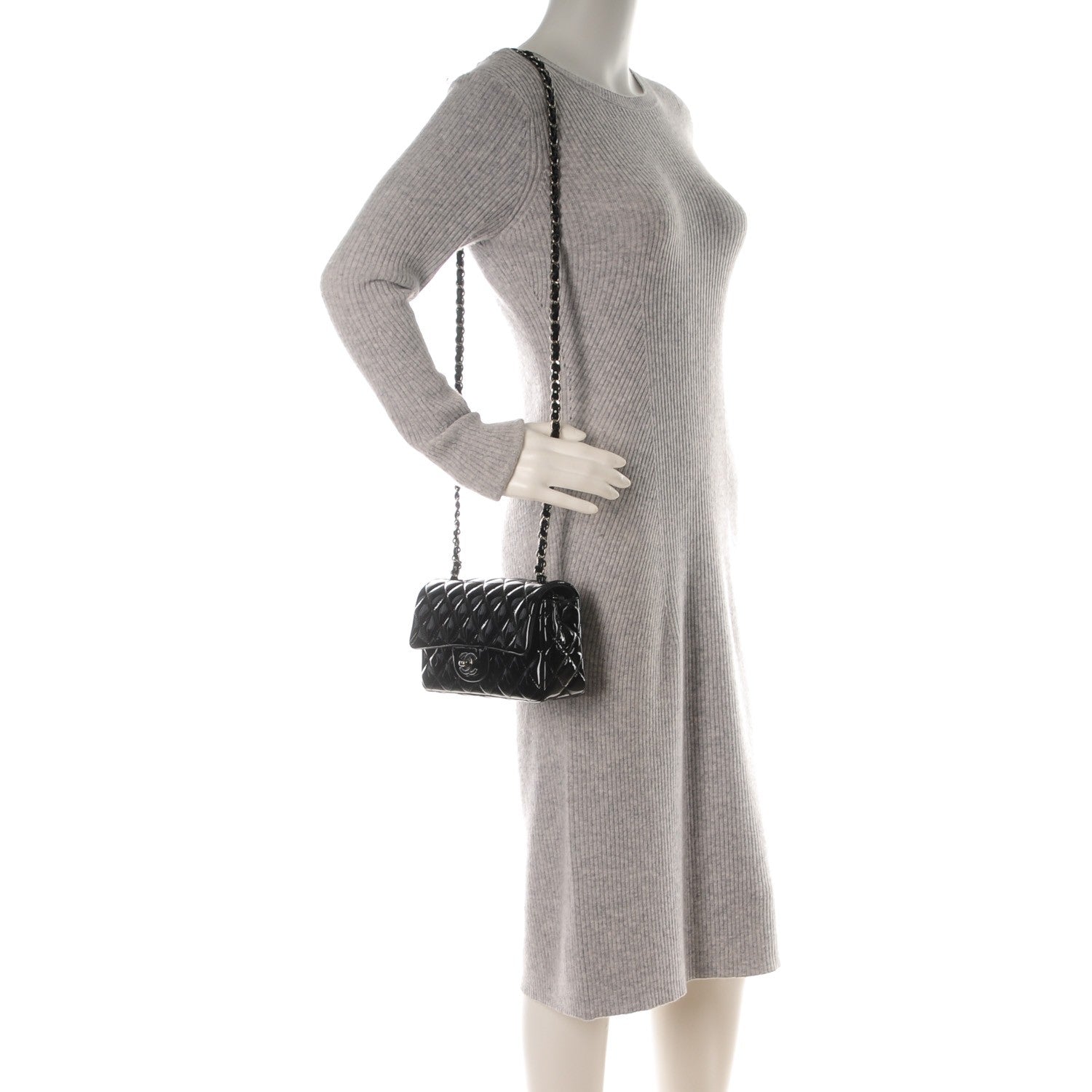 Chanel Patent Calfskin Quilted Mini Rectangular Flap Black 2 of 8