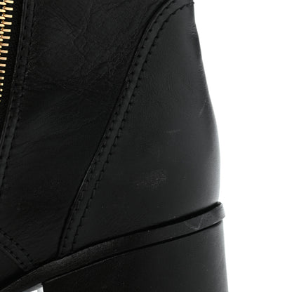 Chanel Calfskin Patent Cap Toe CC Lace Up Boots 40 Black 12 of 16