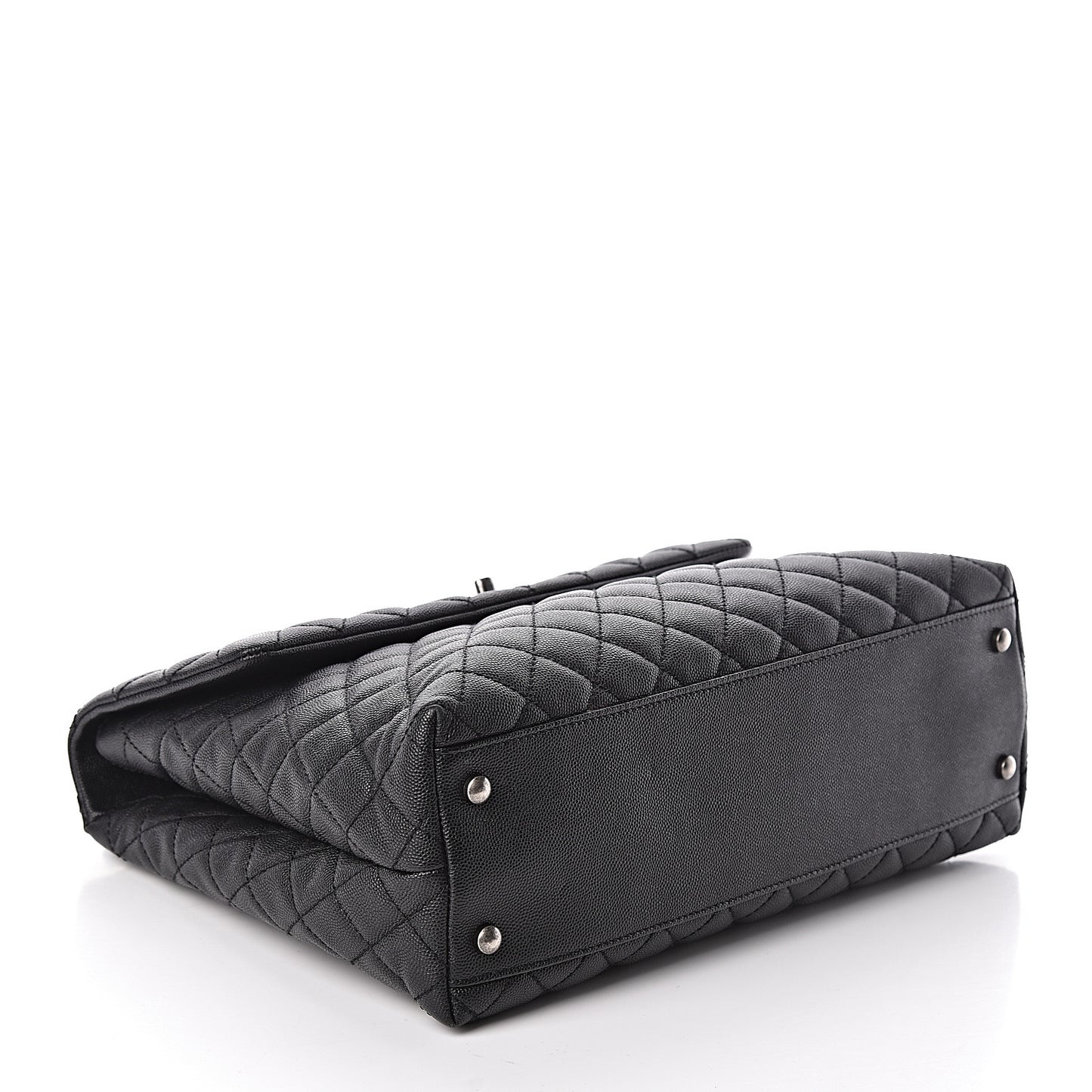 Caviar Lizard Quilted Large Coco Handle Flap Black