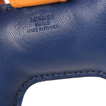 Hermes Milo Lambskin Grigri Rodeo Horse Bag Charm PM Bleu de Malte Cornaline Jaune D'Or 3 of 3