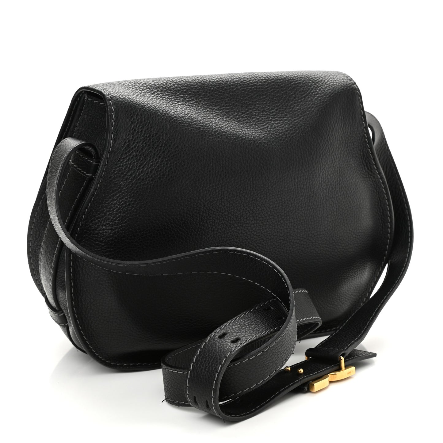 Calfskin Medium Marcie Round Crossbody Bag Black