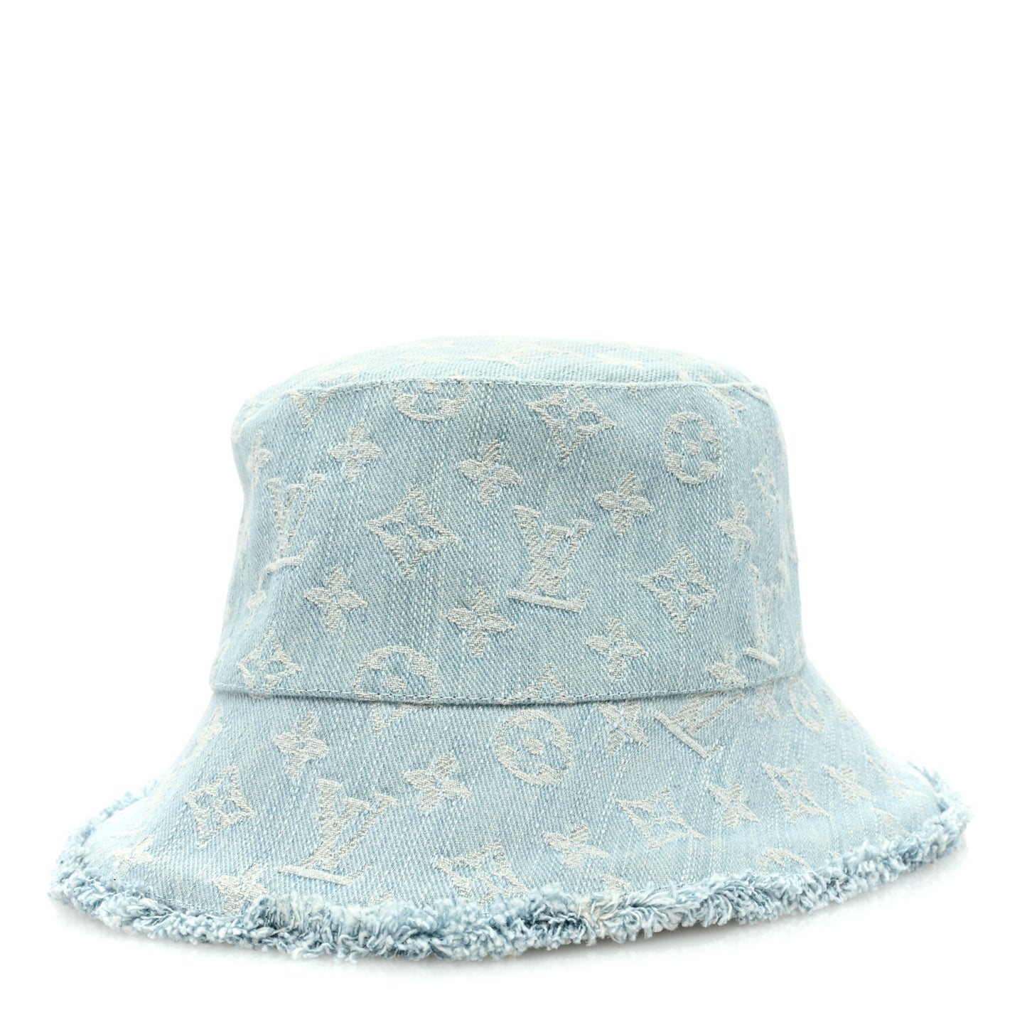 Monogram Denim Fringe Bucket Hat Blue