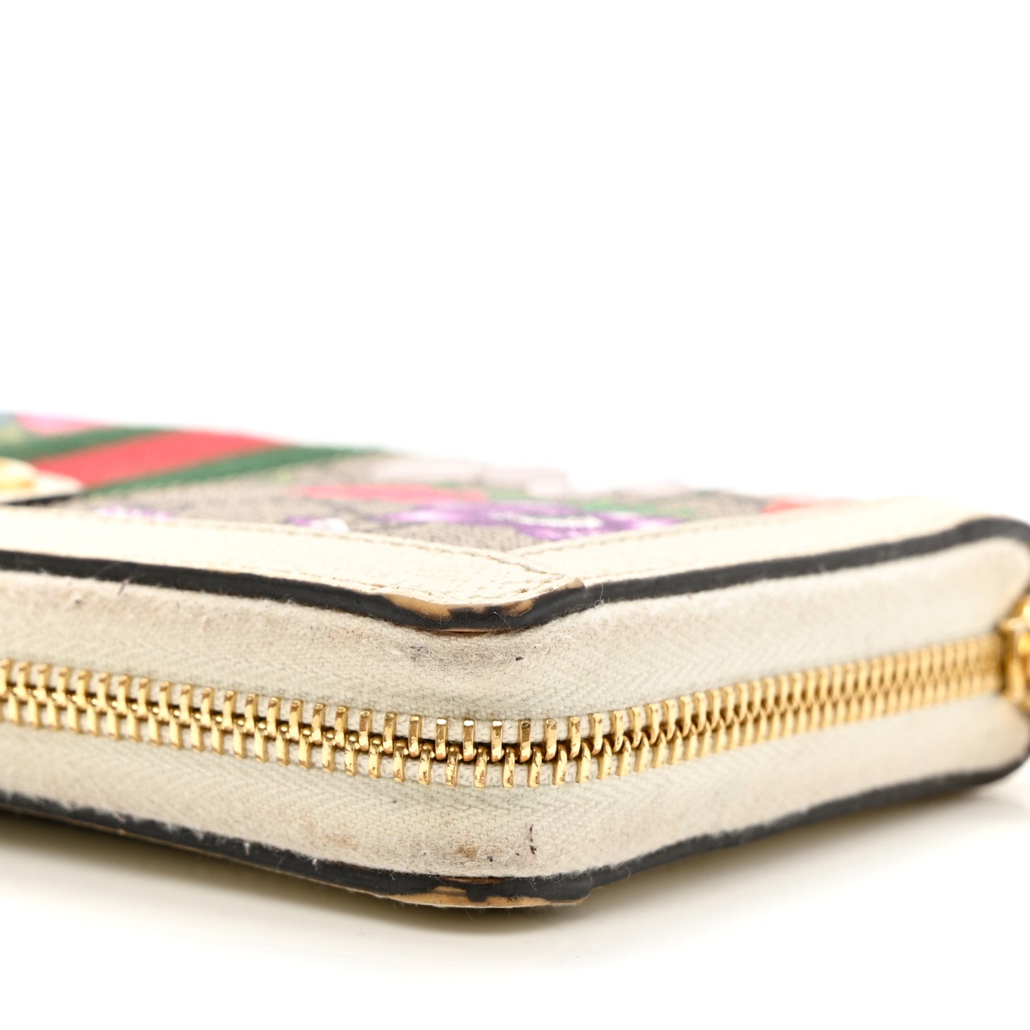 Gucci GG Supreme Monogram Flora Ophidia Zip Around Wallet White 7 of 8