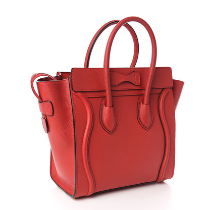 Celine Drummed Calfskin Micro Luggage Red 2 of 9