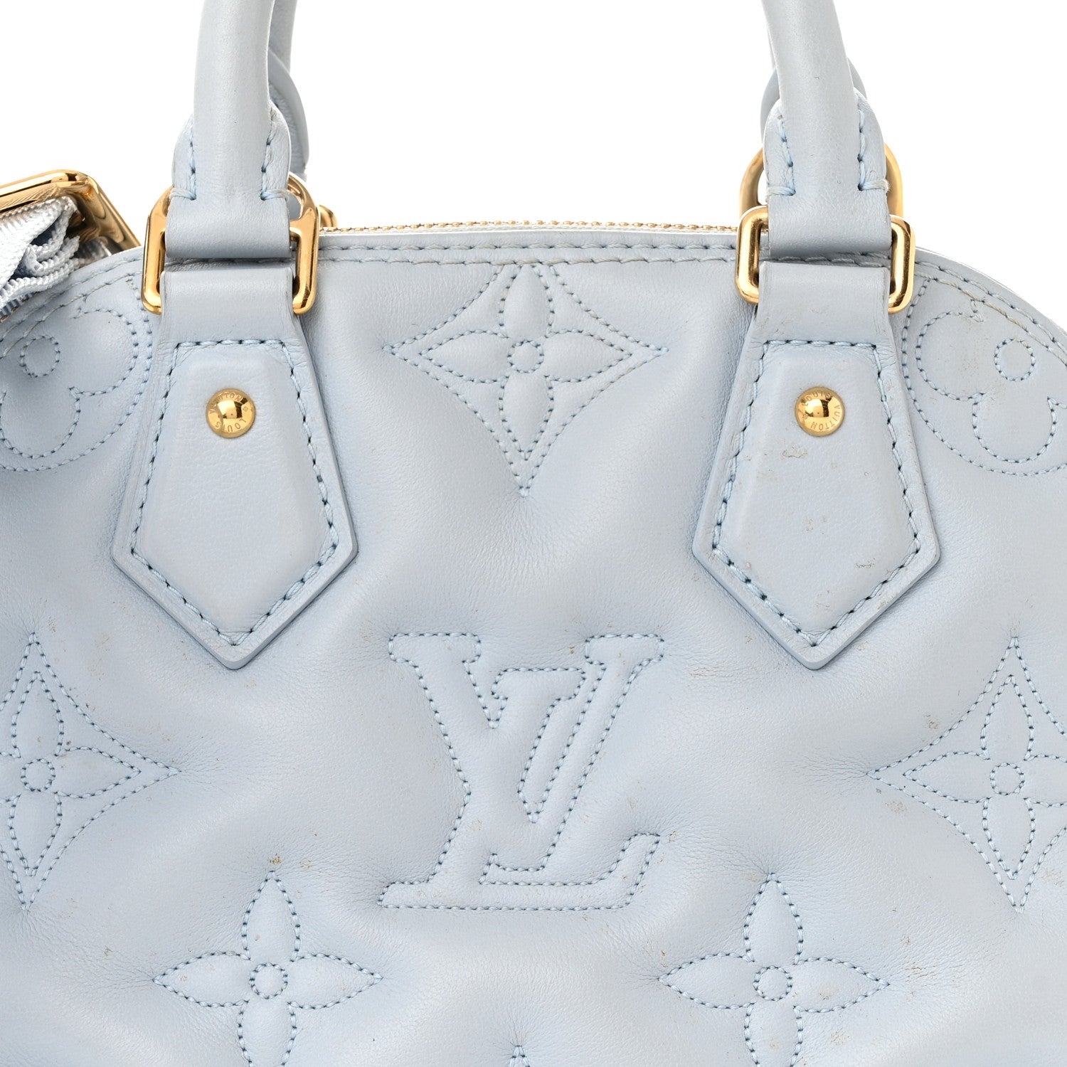 Louis Vuitton Calfskin Bubblegram Alma BB Ice Blue 7 of 11