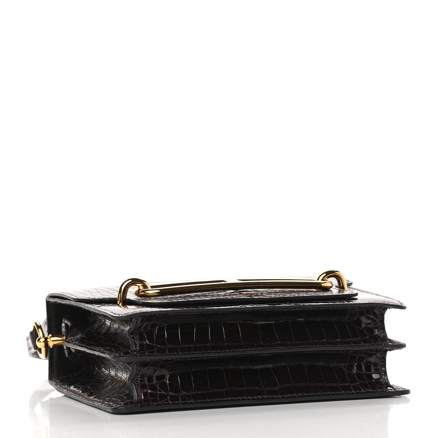 Hermes Shiny Alligator Mini Sac Roulis Prunoir 4 of 10