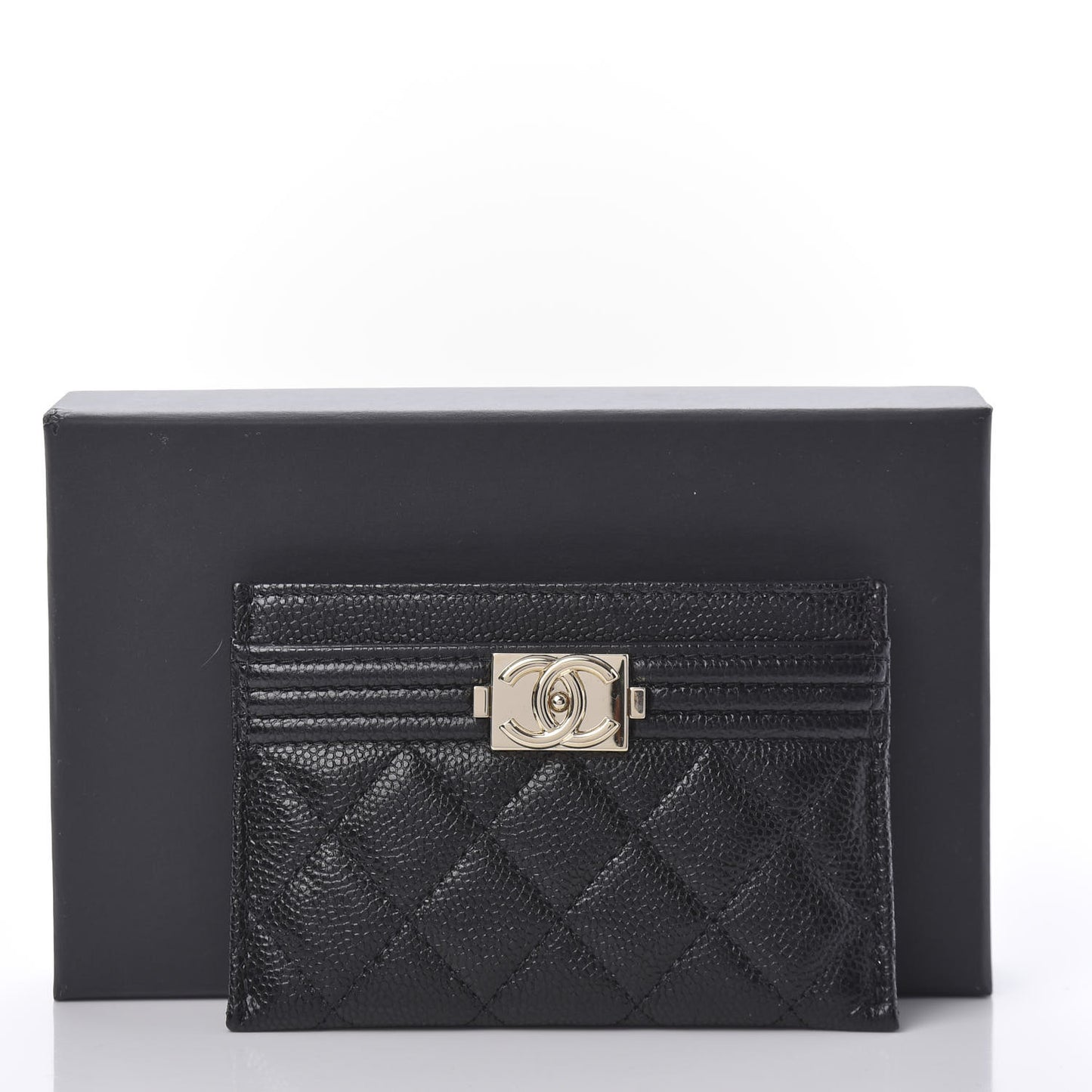Caviar Quilted Boy Card Holder Black