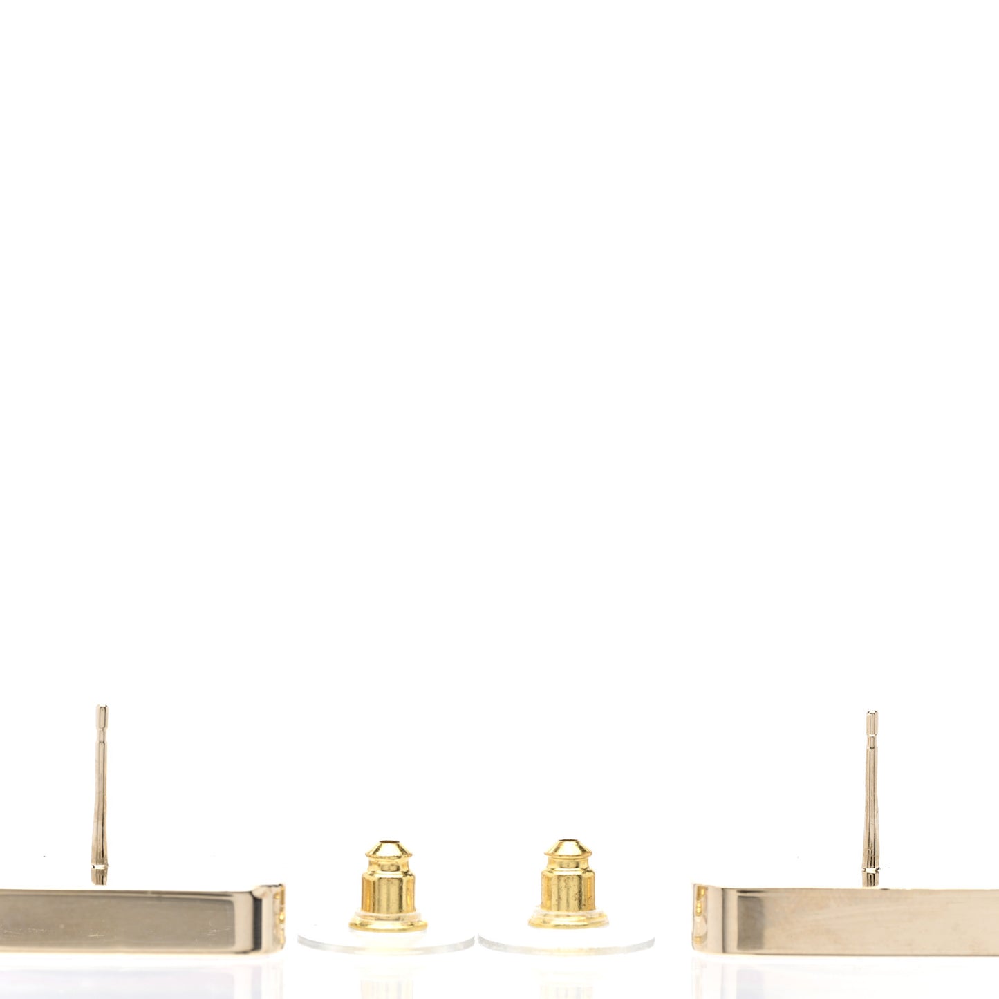 Metal Enamel CC Square Earrings Gold Black Pink