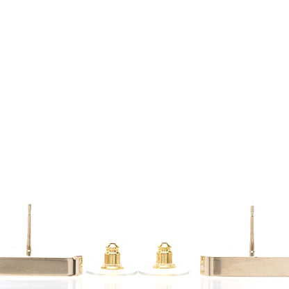 Chanel Metal Enamel CC Square Earrings Gold Black Pink 3 of 5