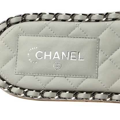 Chanel Lambskin Chain Cork Slide Sandals 38 White 7 of 9