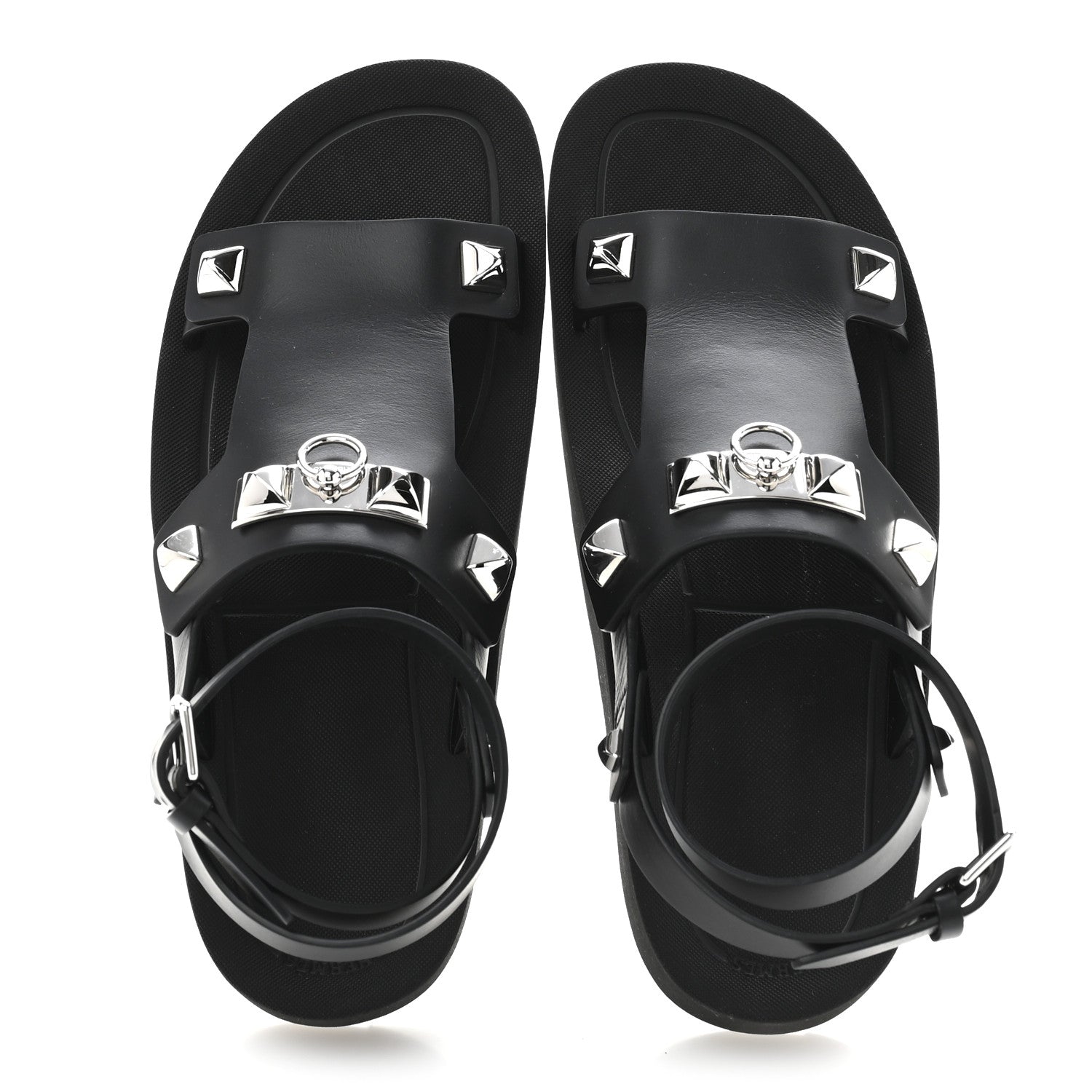 Hermes Calfskin Medor Studded Womens Intuition Sandals 38 Black 2 of 13
