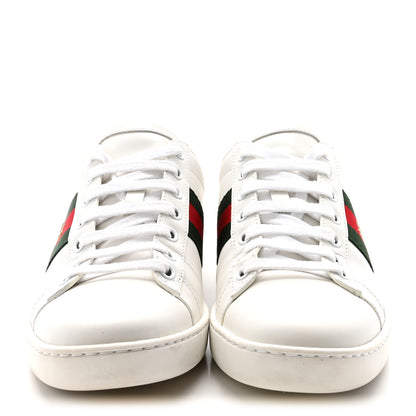 Gucci Calfskin Ayers Bee Embroidered Womens Ace Sneakers 37 White Green 3 of 10