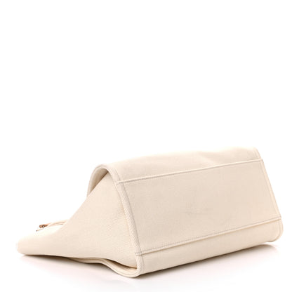 Chanel Canvas Pearl Medium Deauville Tote Ecru Beige 4 of 11