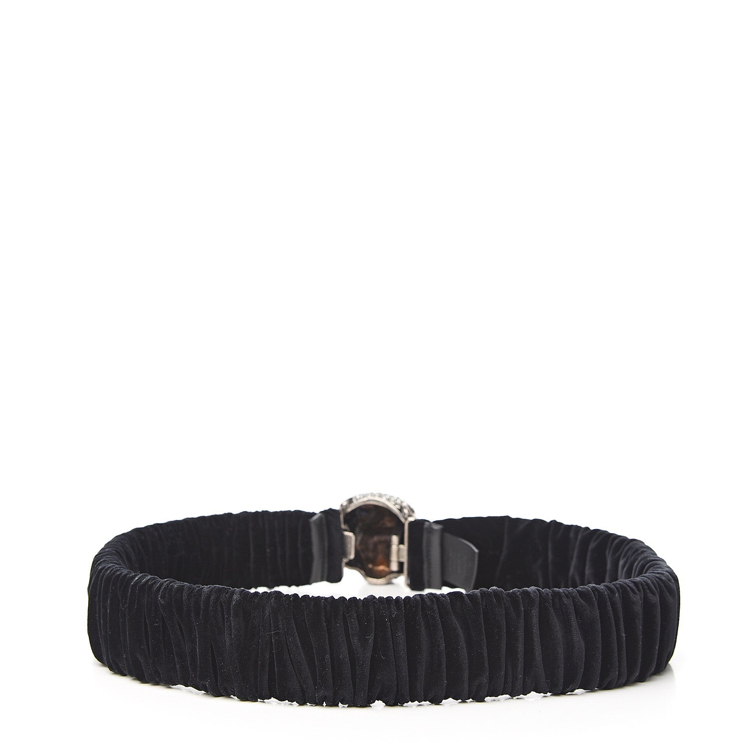 Gucci Velvet Crystal Tiger Head Belt 85 34 Black 2 of 4