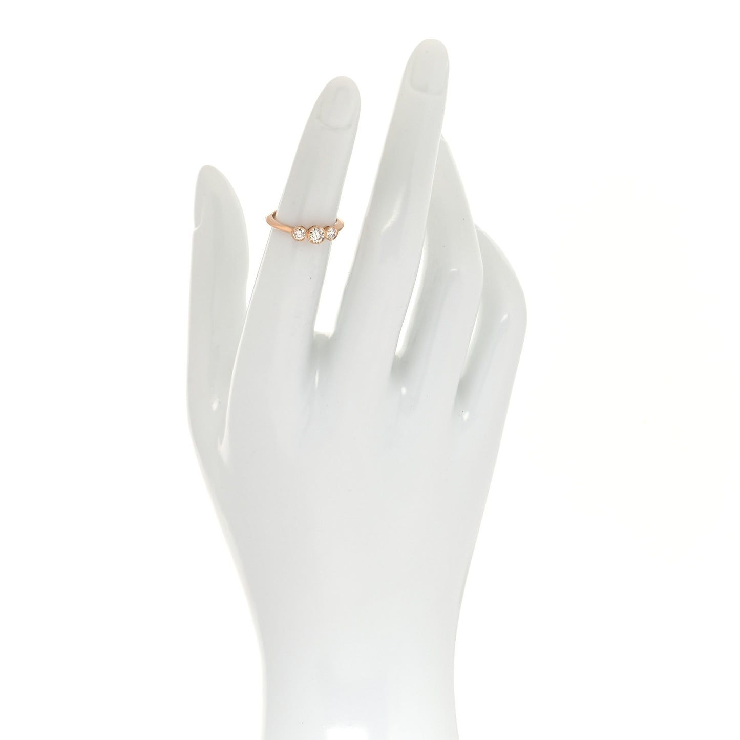 18K Rose Gold Diamond Three Stone Milgrain Ring 46 3.75