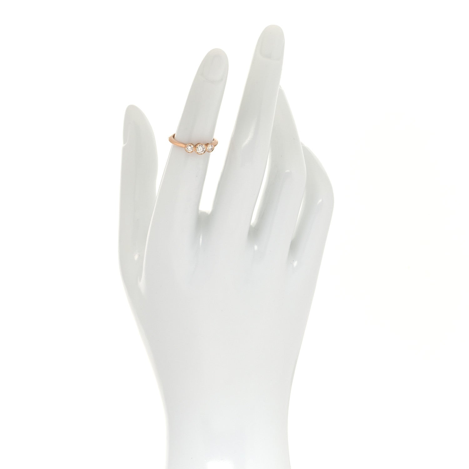 Tiffany 18K Rose Gold Diamond Three Stone Milgrain Ring 46 3.75 2 of 5