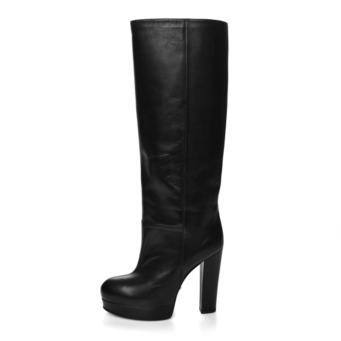 Calfskin Larius Knee High Boots 37.5 Black