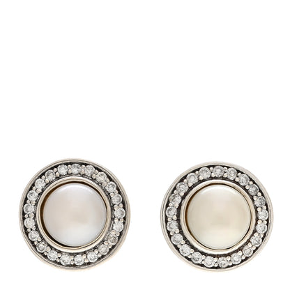 David Yurman Sterling Silver Diamond Pearl Petite Cerise Earrings 1 of 4