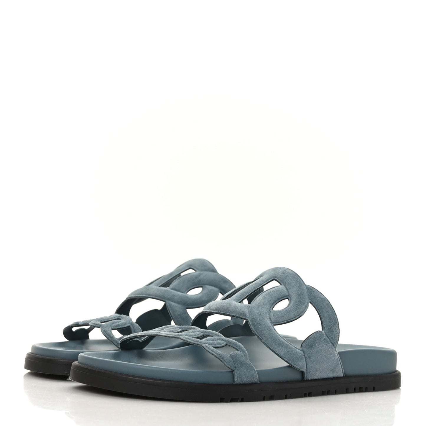 Suede Goatskin Extra Sandals 38 Bleu Pinede
