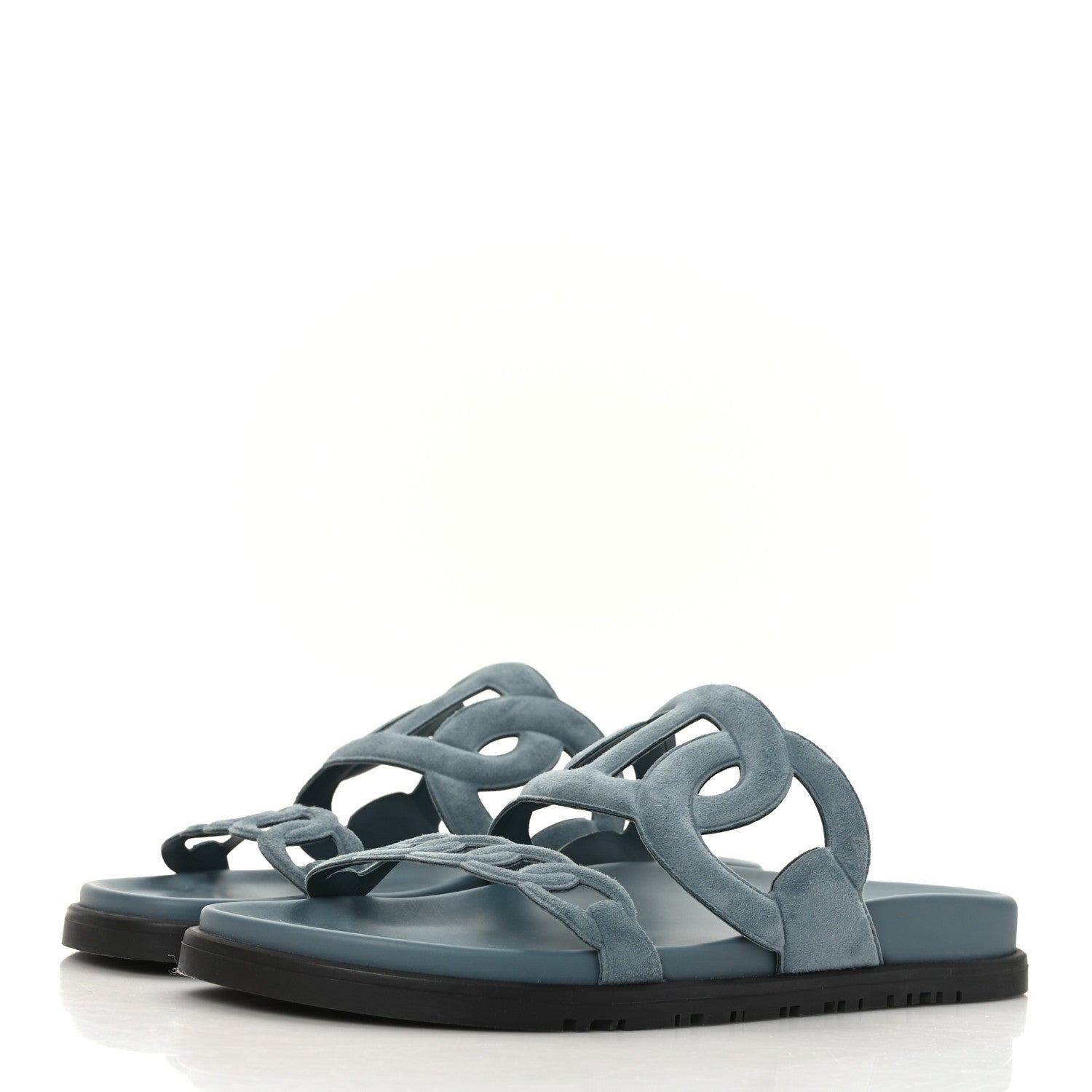 Hermes Suede Goatskin Extra Sandals 38 Bleu Pinede 3 of 8