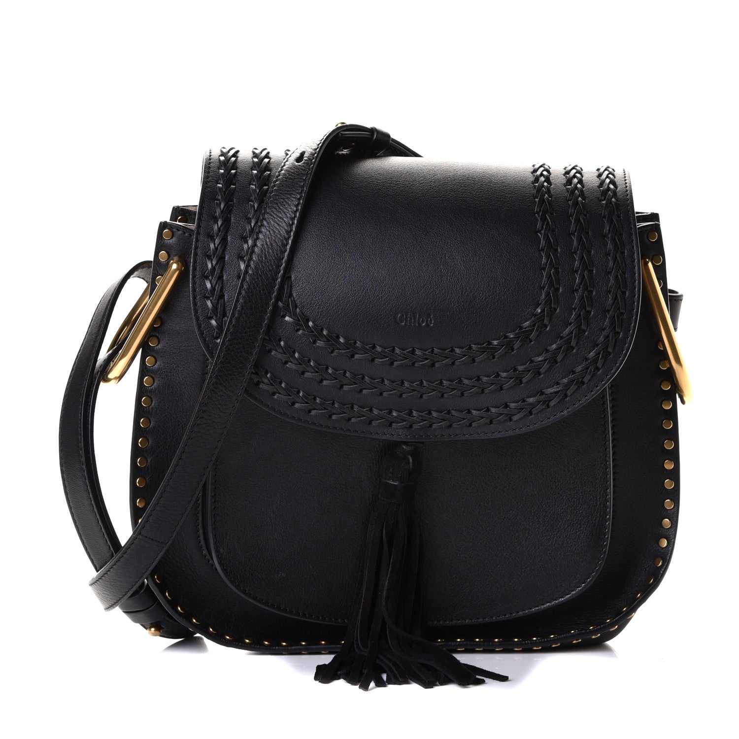 Chloe Calfskin Braided Medium Hudson Shoulder Bag Black 1 of 6
