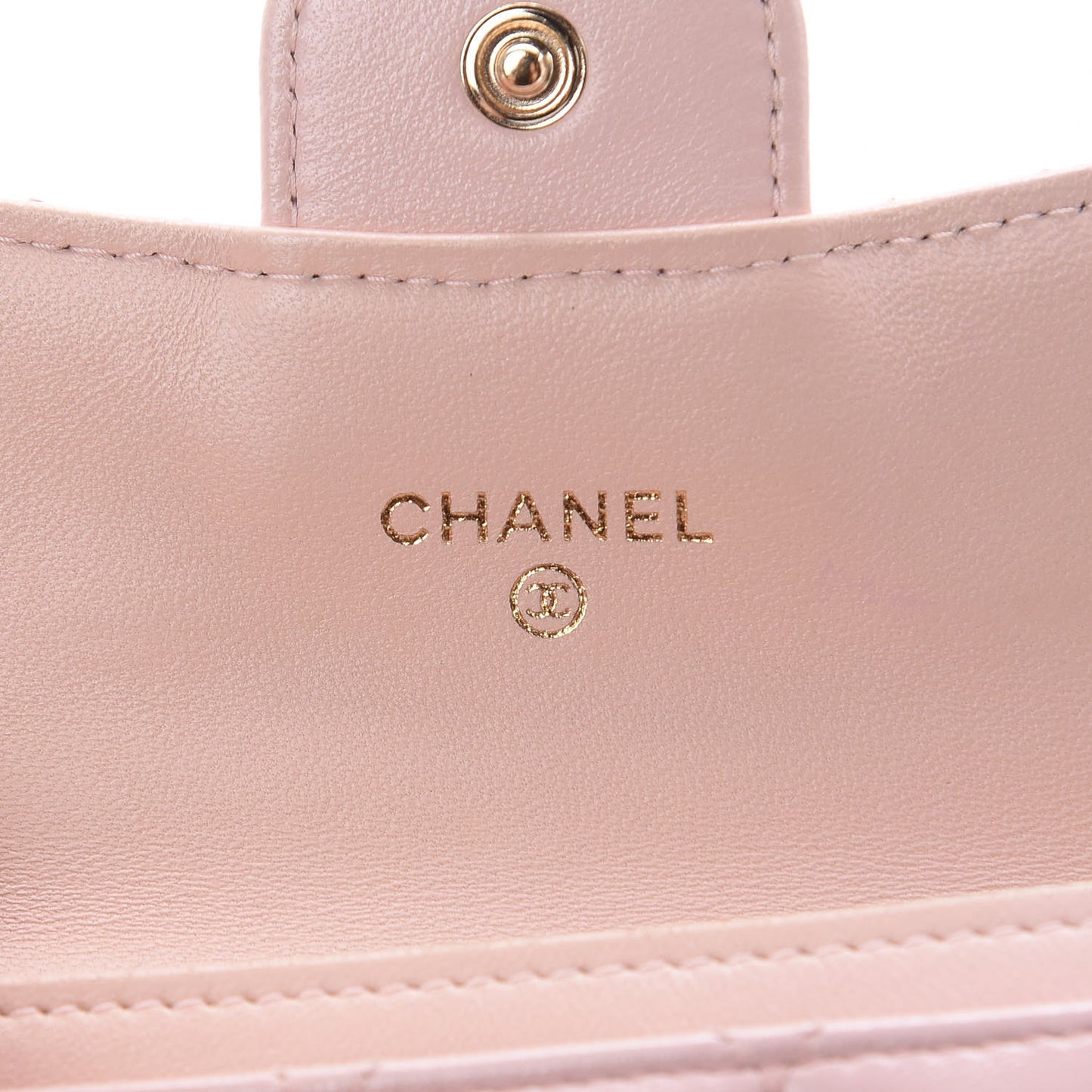 Lambskin Quilted Flap Card Holder Light Pink