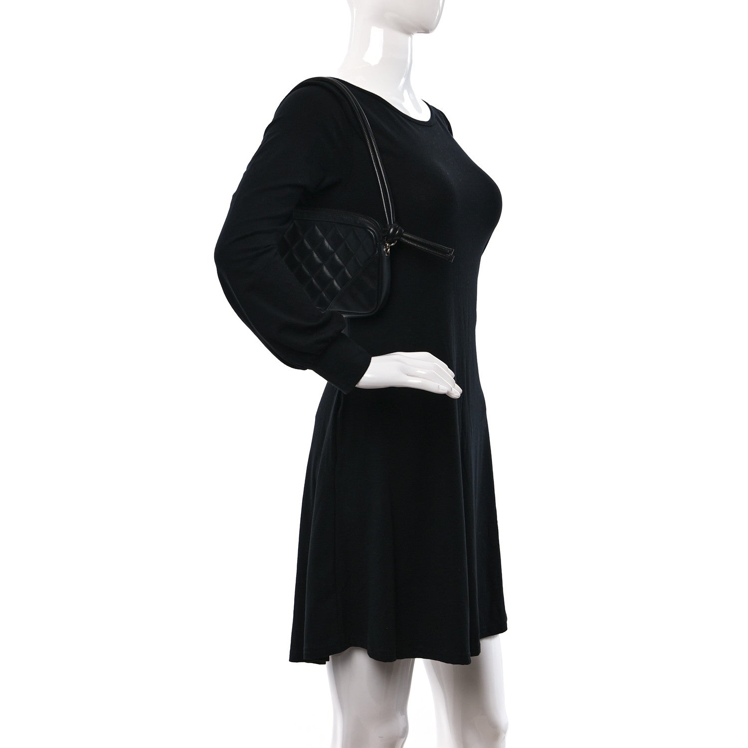 Chanel Calfskin Quilted Cambon Pochette Black White 2 of 10