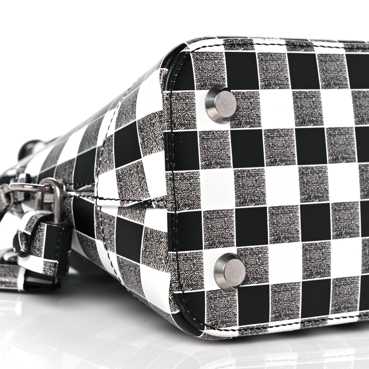 Calfskin Checked S Ville Top Handle Bag Black