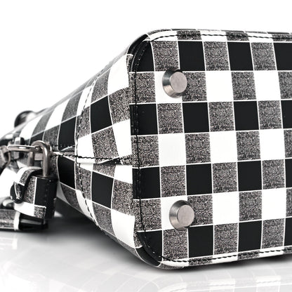 Balenciaga Calfskin Checked S Ville Top Handle Bag Black 6 of 9