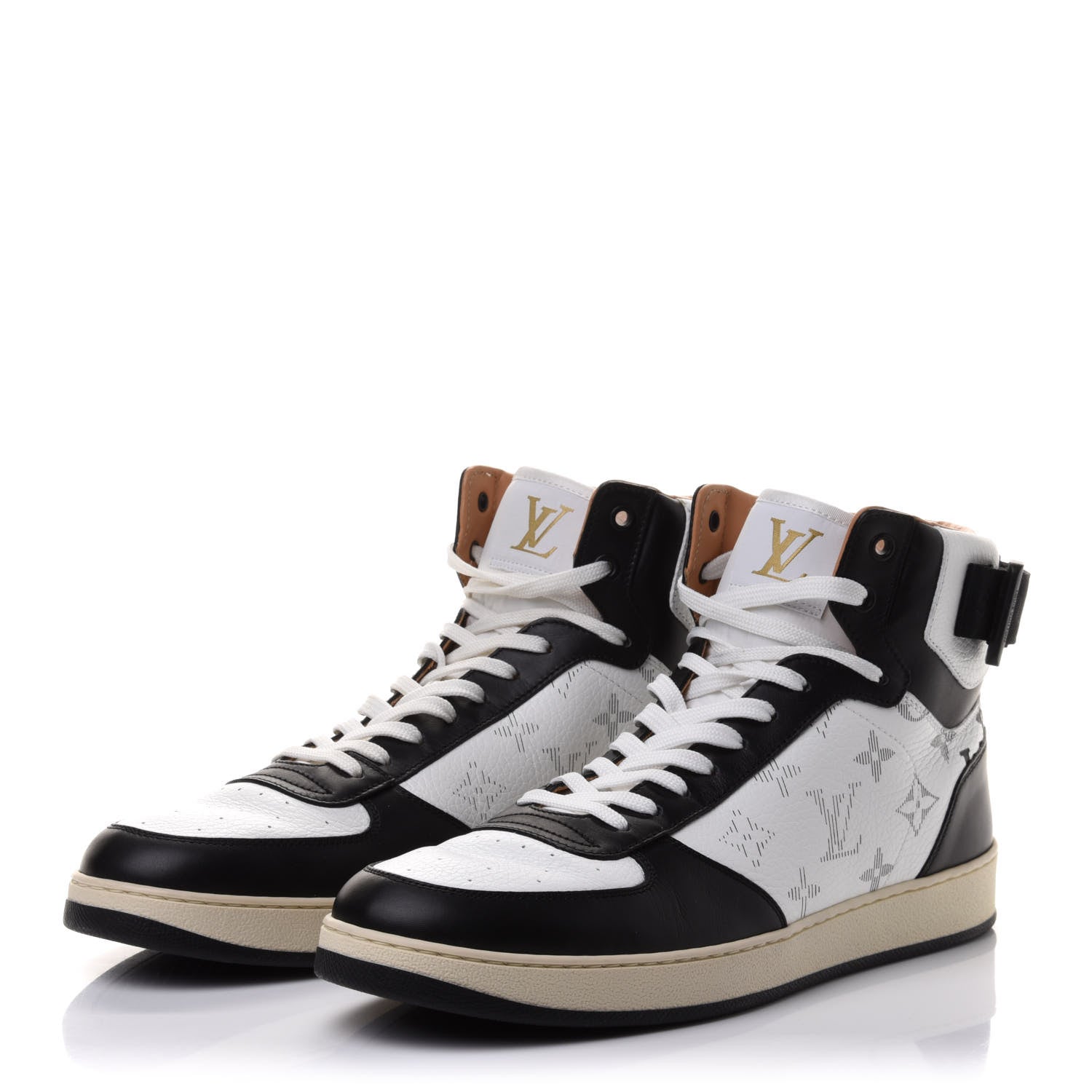 Louis Vuitton Calfskin Monogram Mens Rivoli High Top Sneakers 8 3 of 9