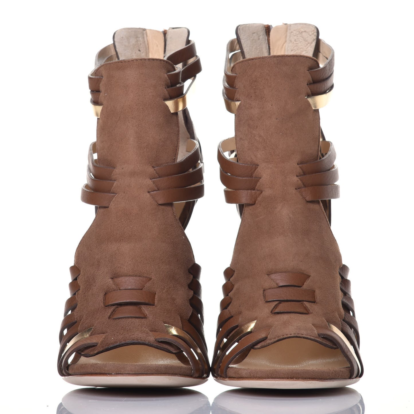 Suede Calfskin Maria Sandals 41 Tan