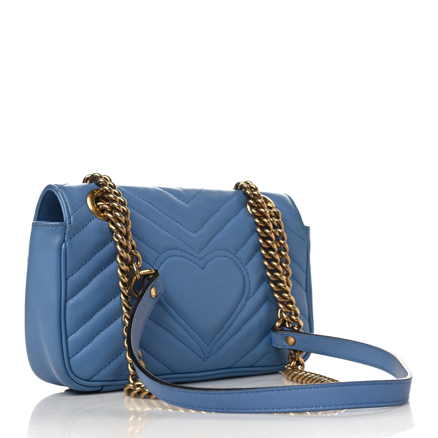 Calfskin Matelasse Mini GG Marmont Shoulder Bag Clear Sky Blue