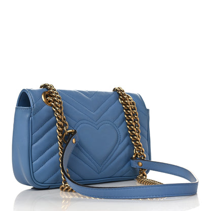Gucci Calfskin Matelasse Mini GG Marmont Shoulder Bag Clear Sky Blue 2 of 9