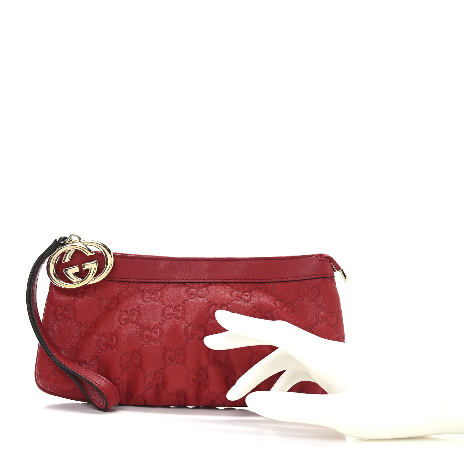 Gucci Guccissima Signature New Britt Wristlet Red 2 of 8