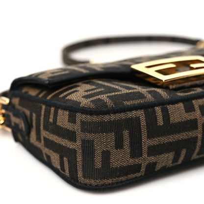 Fendi Fabric Jacquard FF 1974 Mini Baguette Tobacco Moro Black 9 of 11