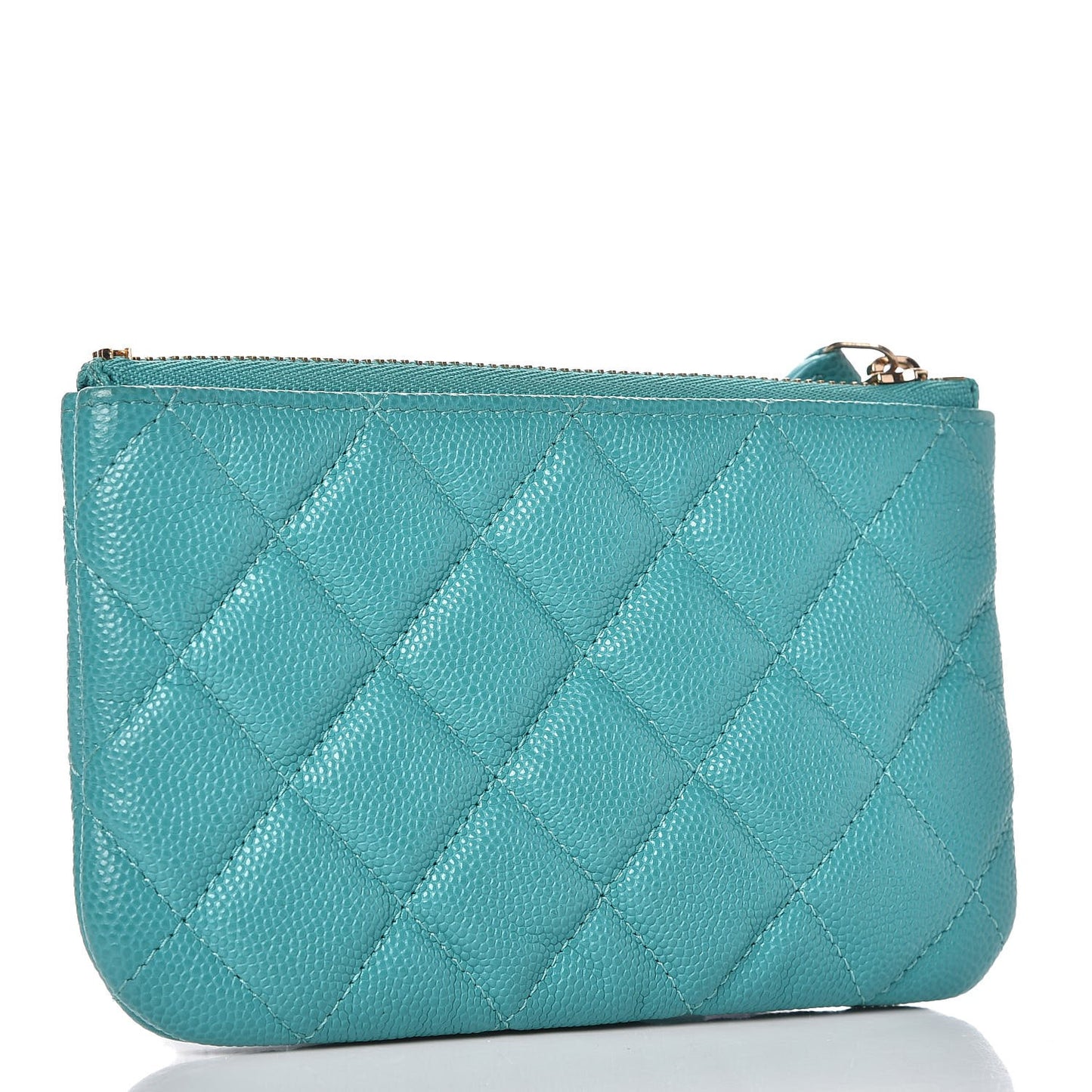 Caviar Quilted Small Cosmetic Case Turquoise