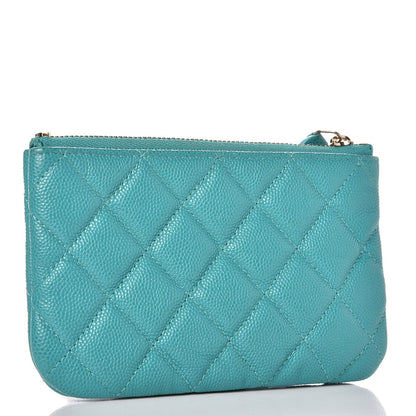 Chanel Caviar Quilted Small Cosmetic Case Turquoise 3 of 10