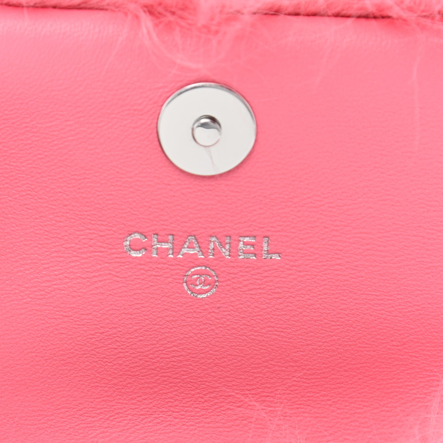 Shearling Lambskin CC Hook Card Holder Pink
